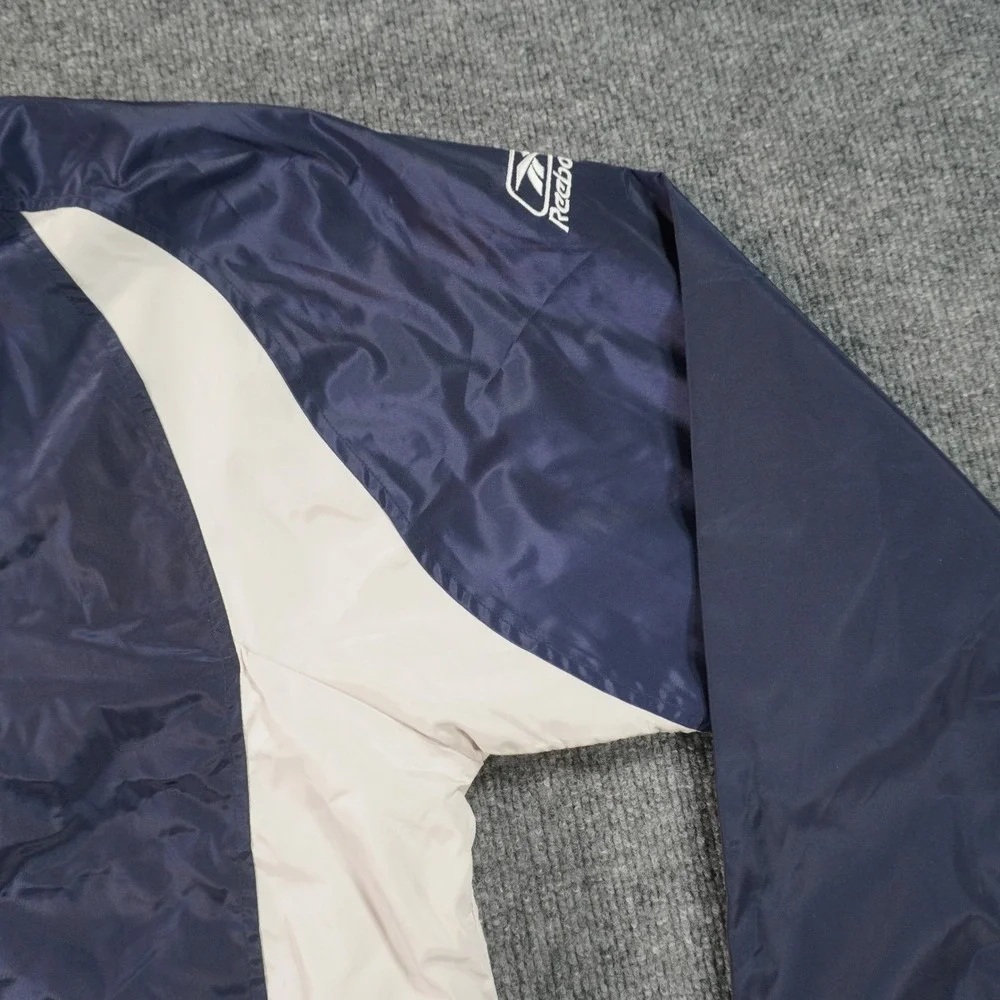 Reebok Windbreaker Pullover Mens Medium Blue New England Patriots NFL Side Zip